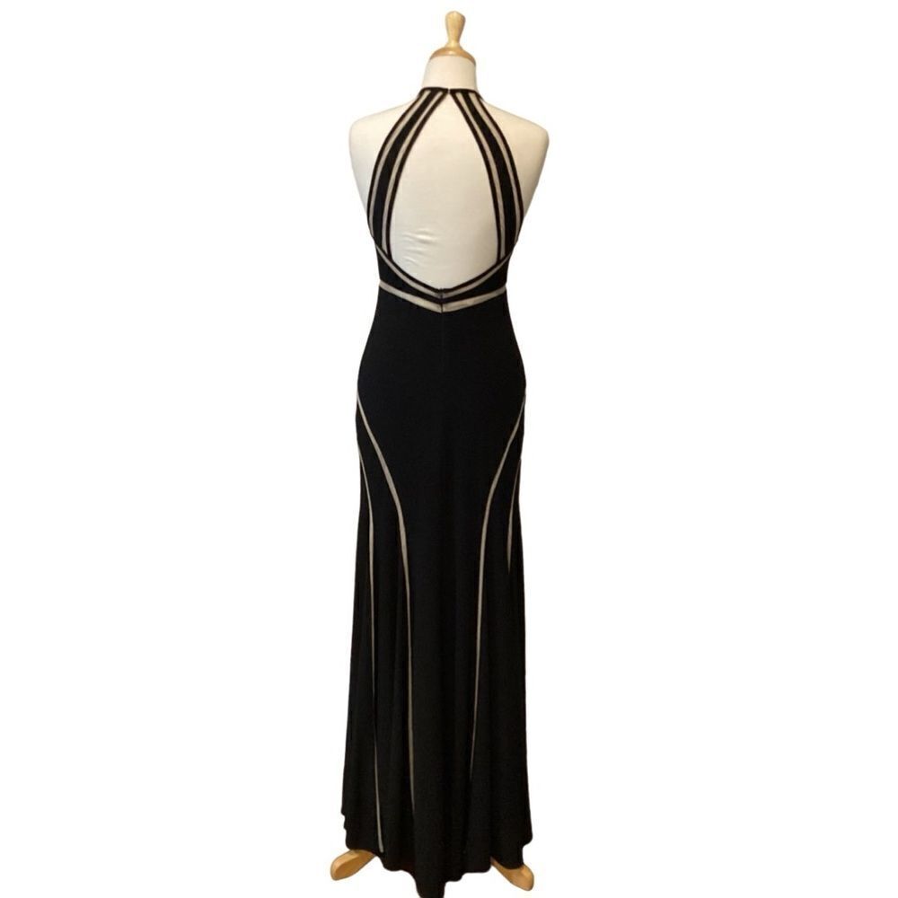 Xscape Black fit & flare prom evening party dress with mesh cutouts Size 6 - Picture 6 of 12